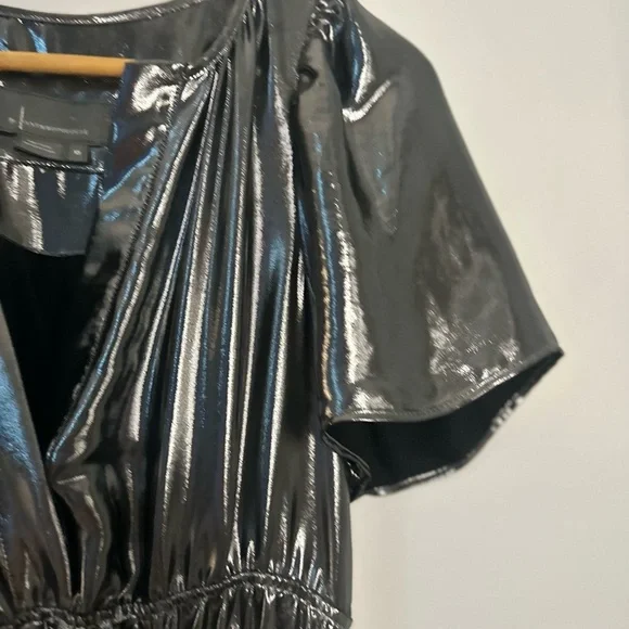 Anthropologie The Somerset Shimmering Metallic Silver Maxi Dress - Picture 9 of 16